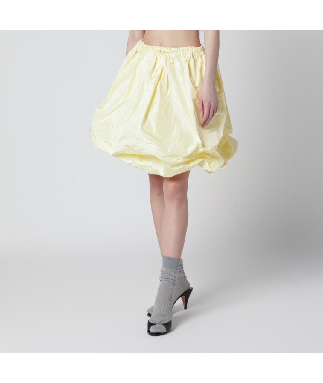PRADA Желтая шелковая юбка мини, фото 5