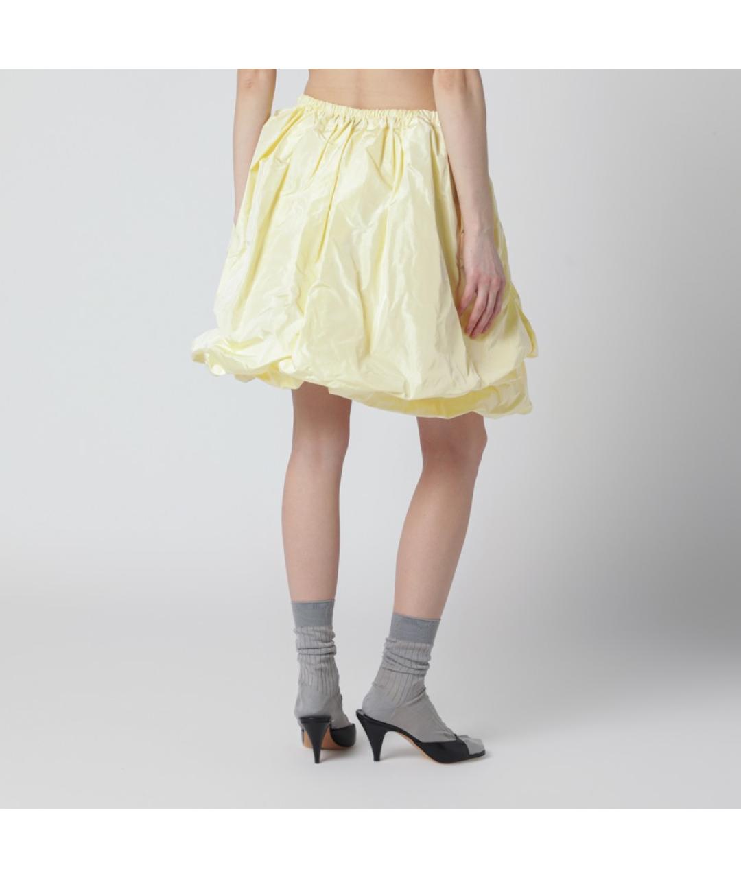 PRADA Желтая шелковая юбка мини, фото 6