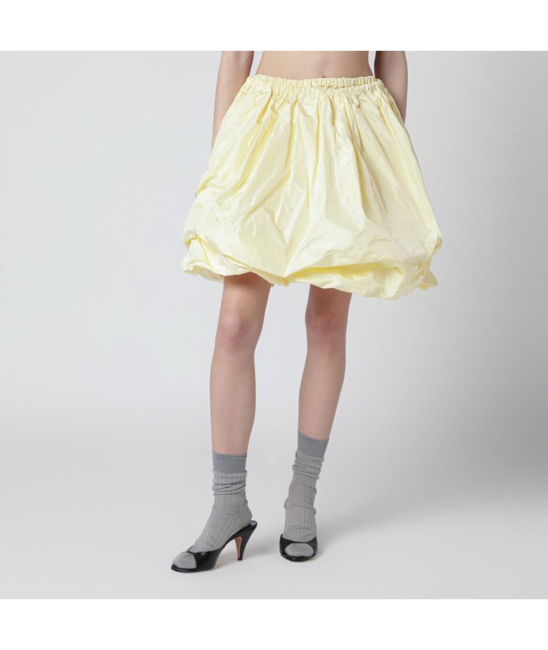 PRADA Желтая шелковая юбка мини, фото 3