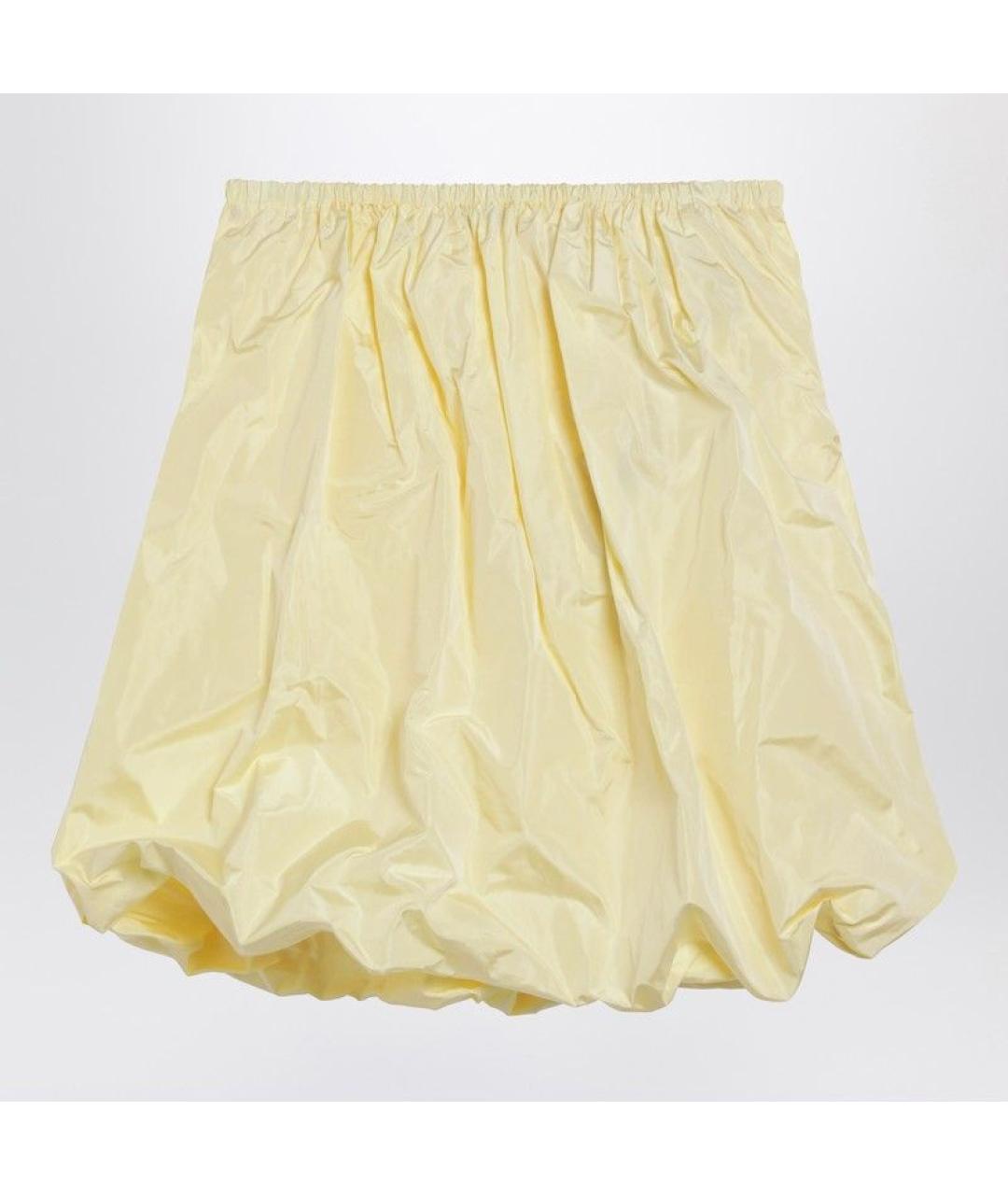 PRADA Желтая шелковая юбка мини, фото 2