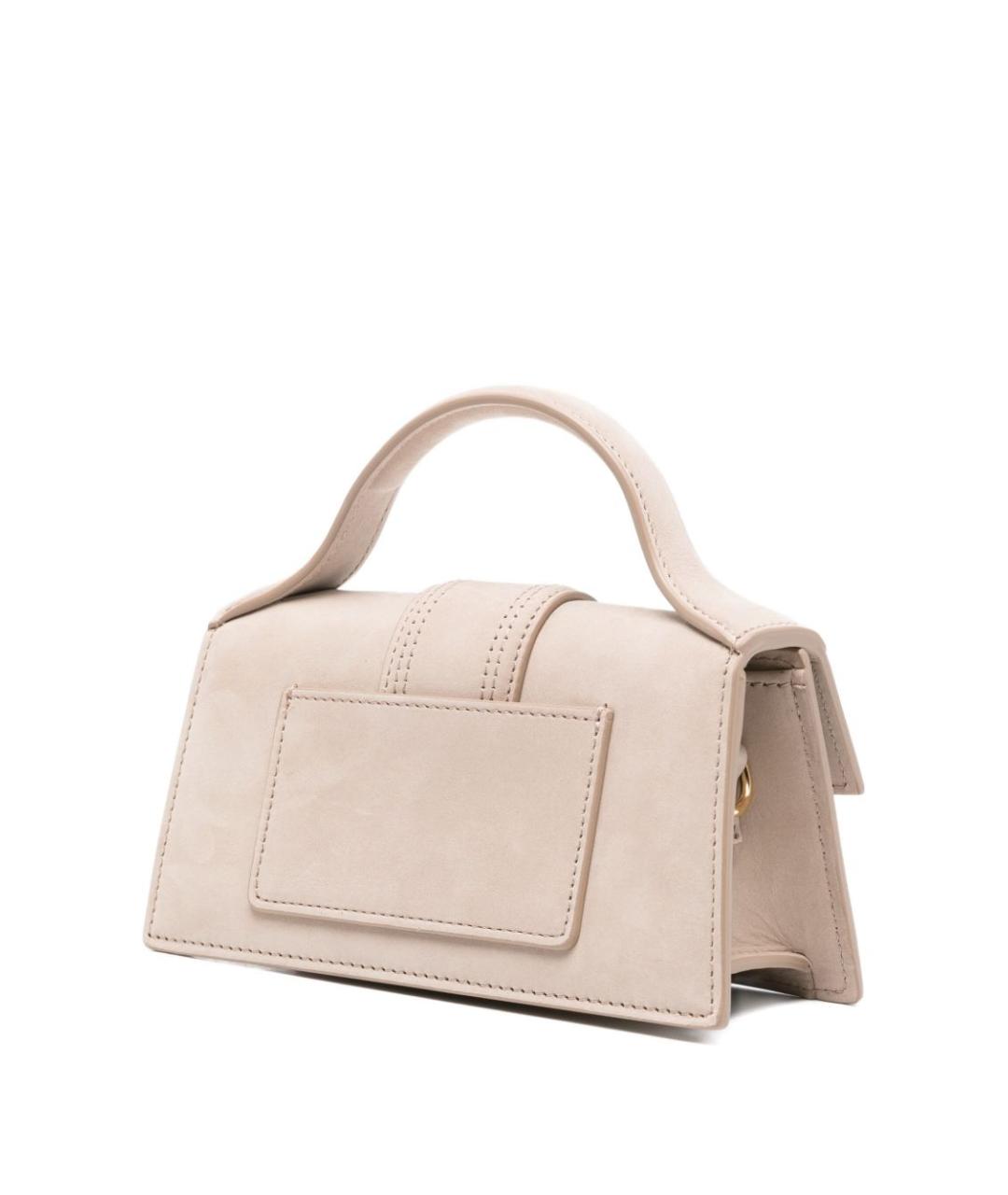 JACQUEMUS Бежевая замшевая сумка с короткими ручками, фото 3