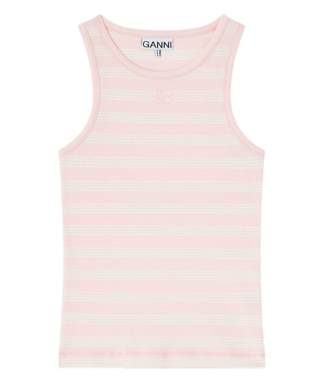 GANNI Розовая хлопковая майка, фото 1