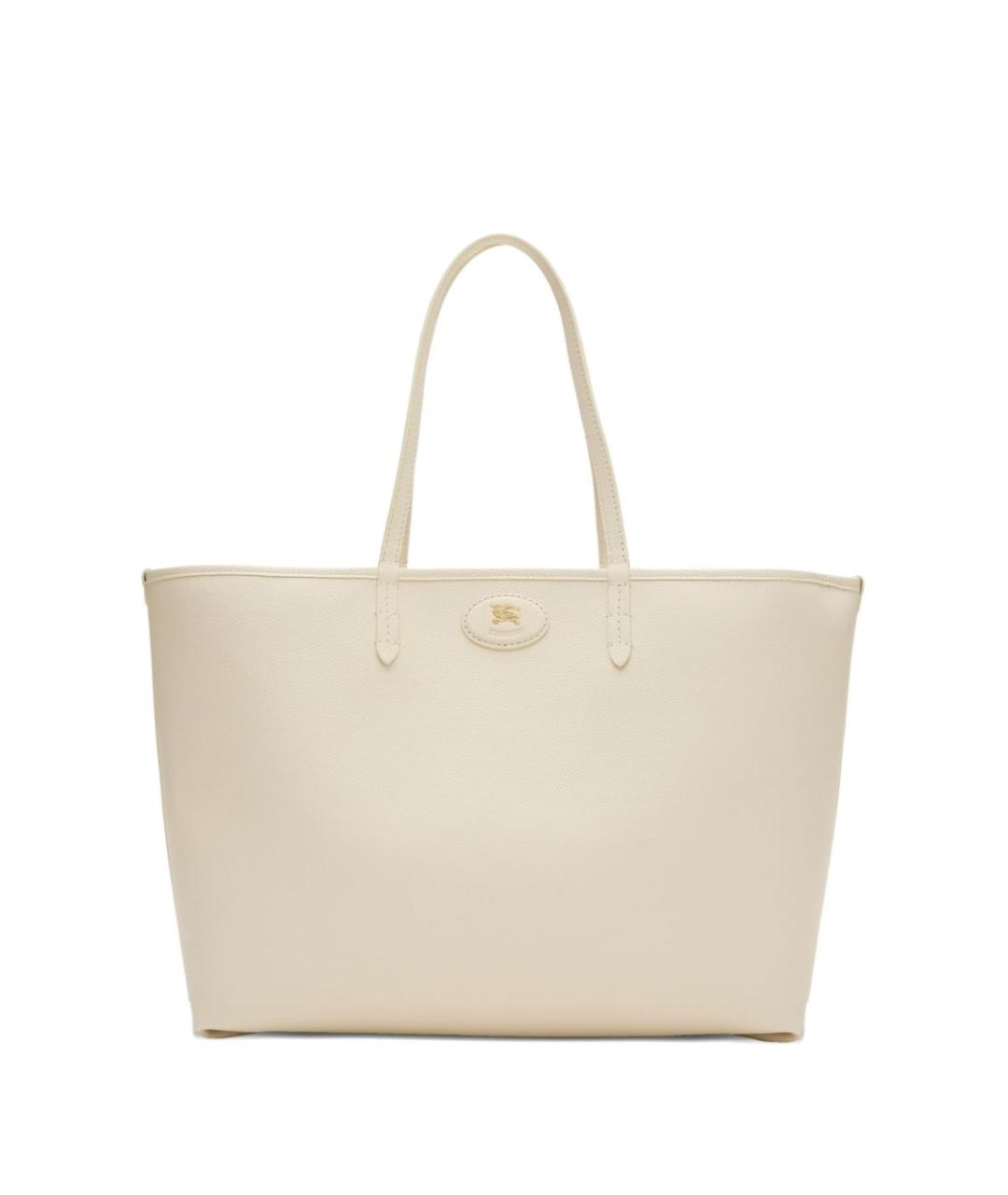 BURBERRY Белая кожаная сумка тоут, фото 1