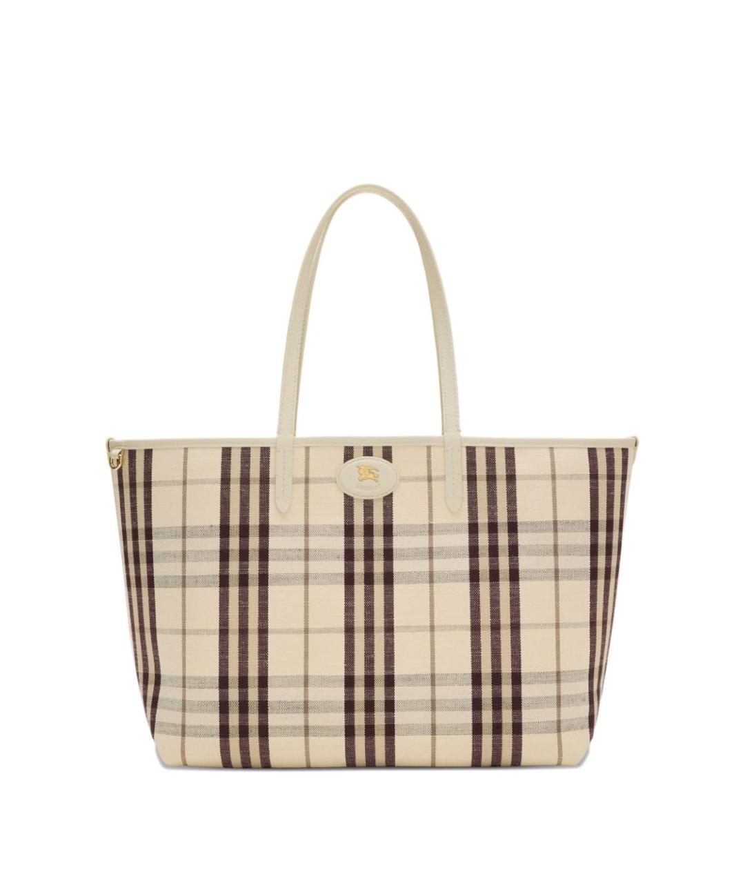 BURBERRY Белая кожаная сумка тоут, фото 3