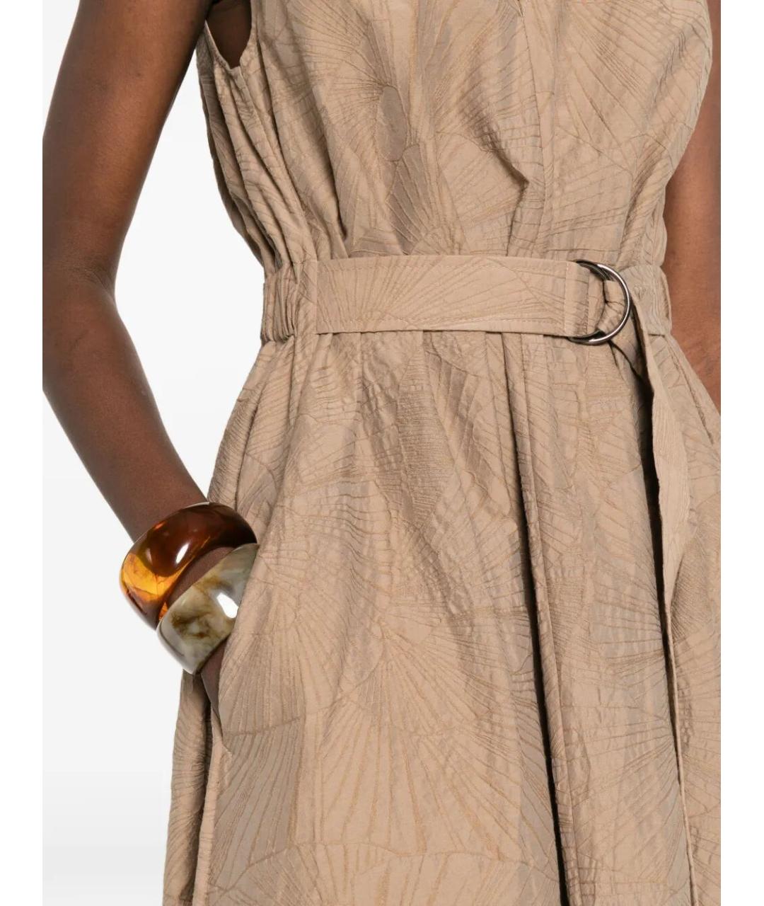 BRUNELLO CUCINELLI Бежевое хлопковое повседневное платье, фото 5