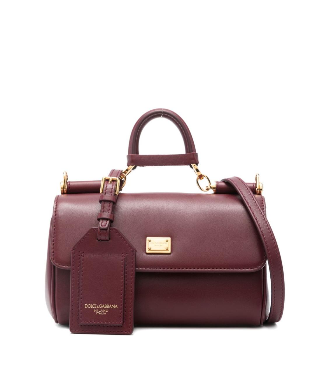 DOLCE&GABBANA Бордовая кожаная сумка с короткими ручками, фото 1