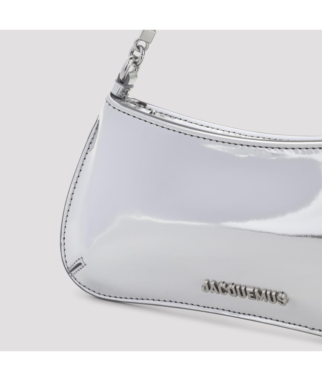 JACQUEMUS Серебряная сумка через плечо из искусственной кожи, фото 4