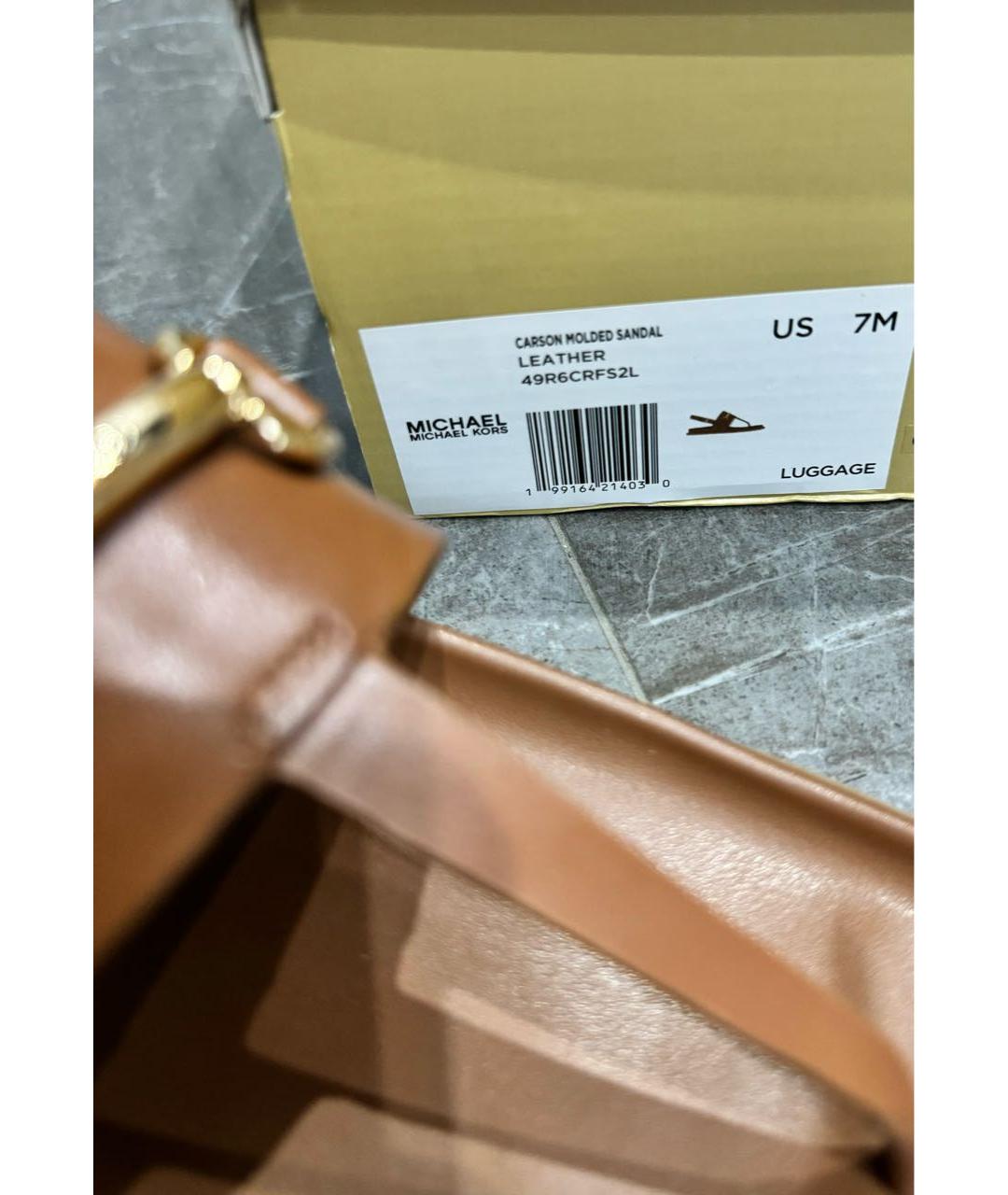 MICHAEL KORS Коричневые кожаные сандалии, фото 7