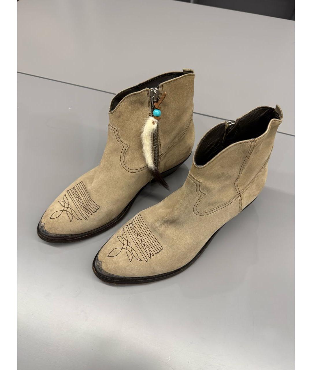 GOLDEN GOOSE DELUXE BRAND Бежевые замшевые ботильоны, фото 9