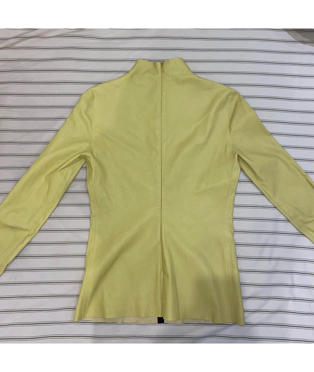 BOTTEGA VENETA Горчичная кожаная водолазка, фото 2