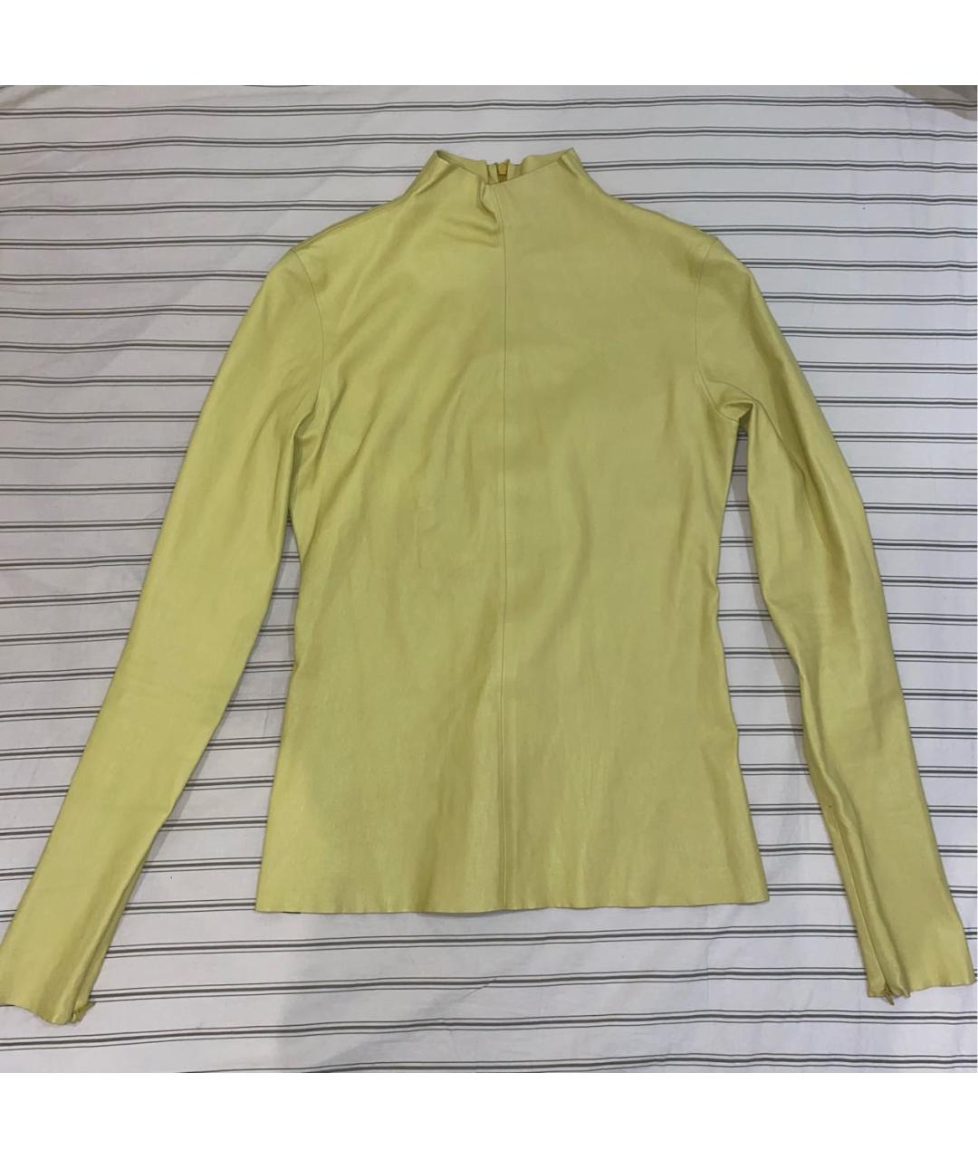 BOTTEGA VENETA Горчичная кожаная водолазка, фото 7