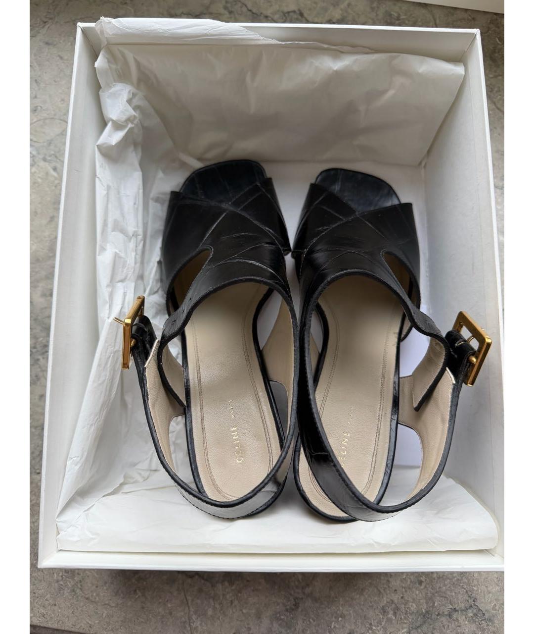 CELINE Черные кожаные босоножки, фото 3
