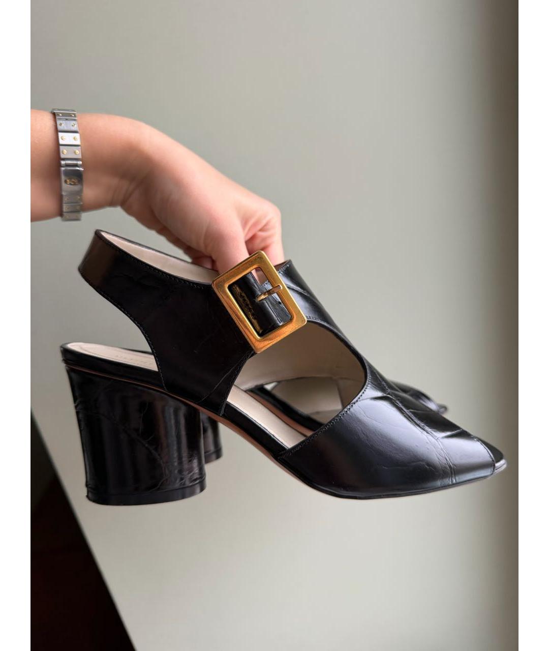 CELINE Черные кожаные босоножки, фото 8