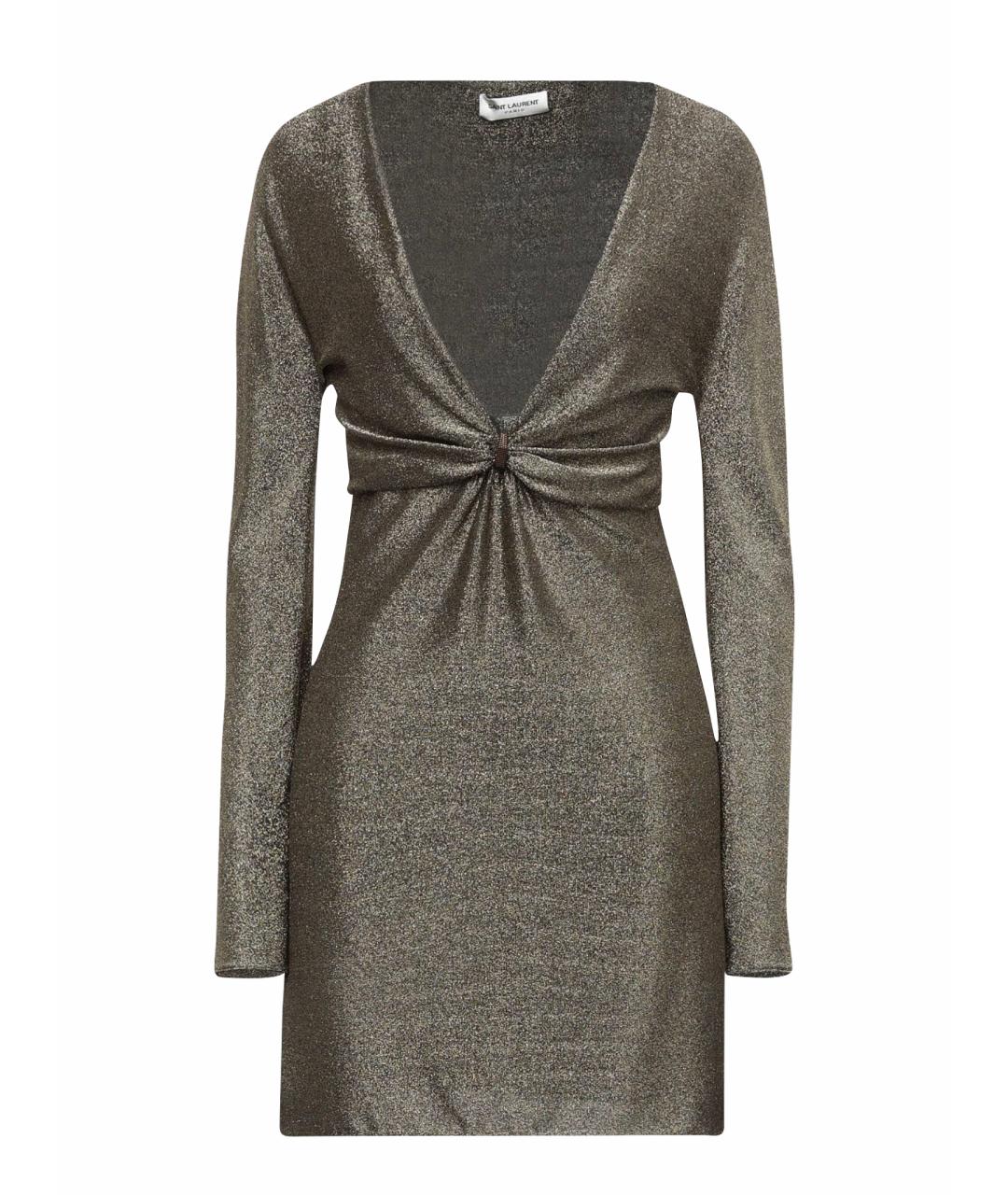 SAINT LAURENT Золотое полиамидовое коктейльное платье, фото 1