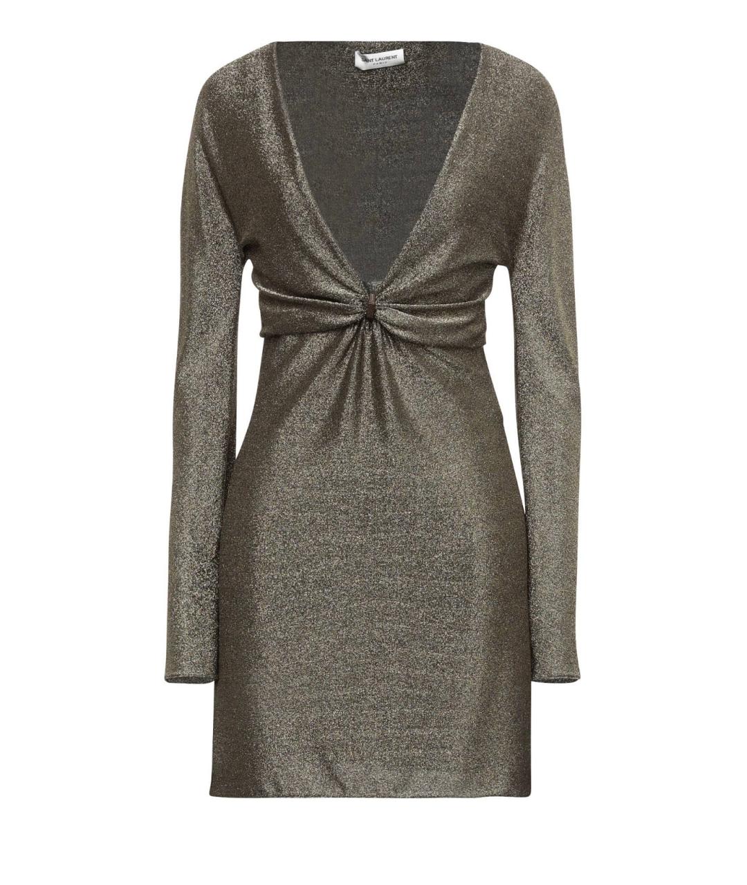 SAINT LAURENT Золотое полиамидовое коктейльное платье, фото 5