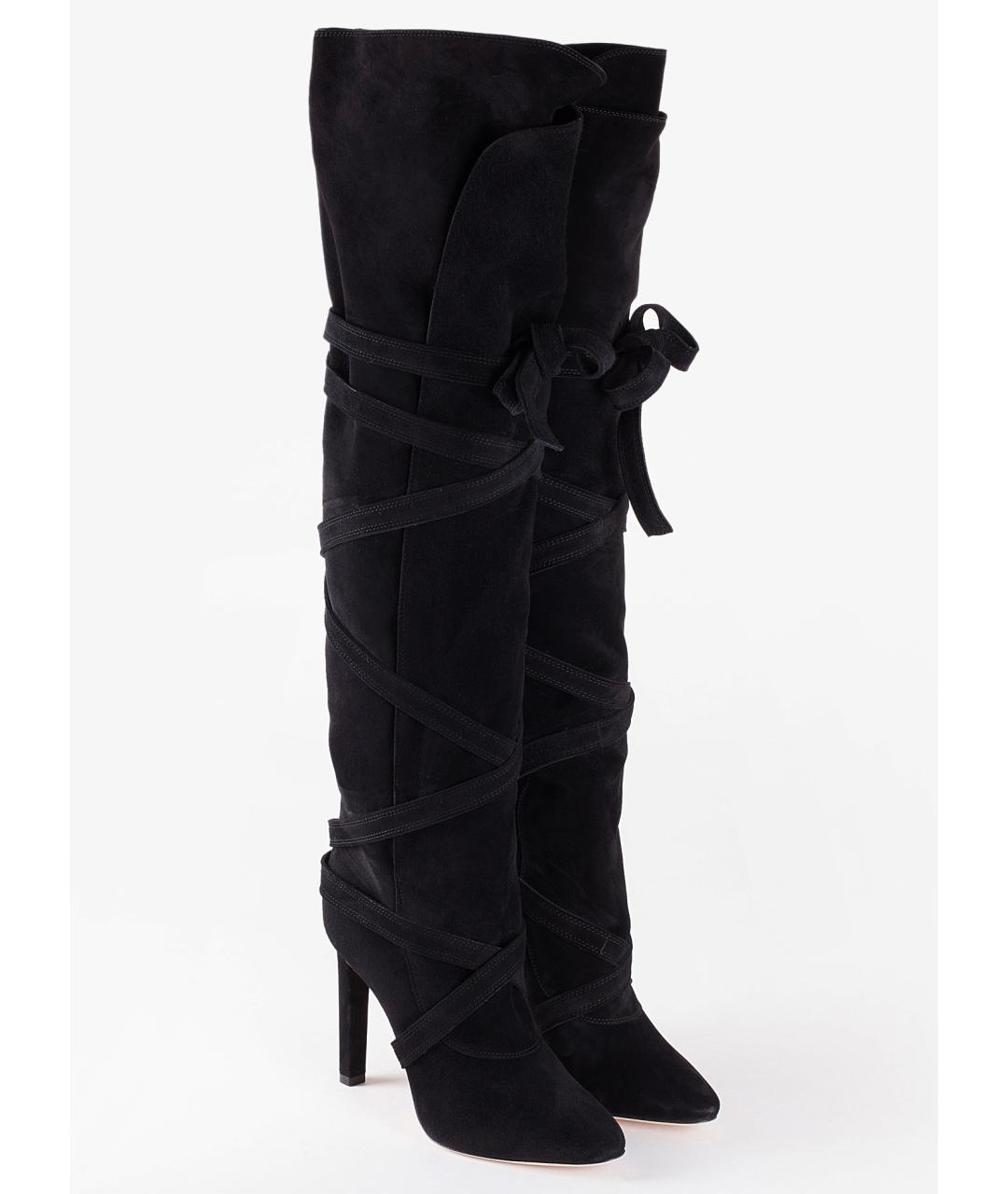 SAINT LAURENT Черные замшевые ботфорты, фото 3