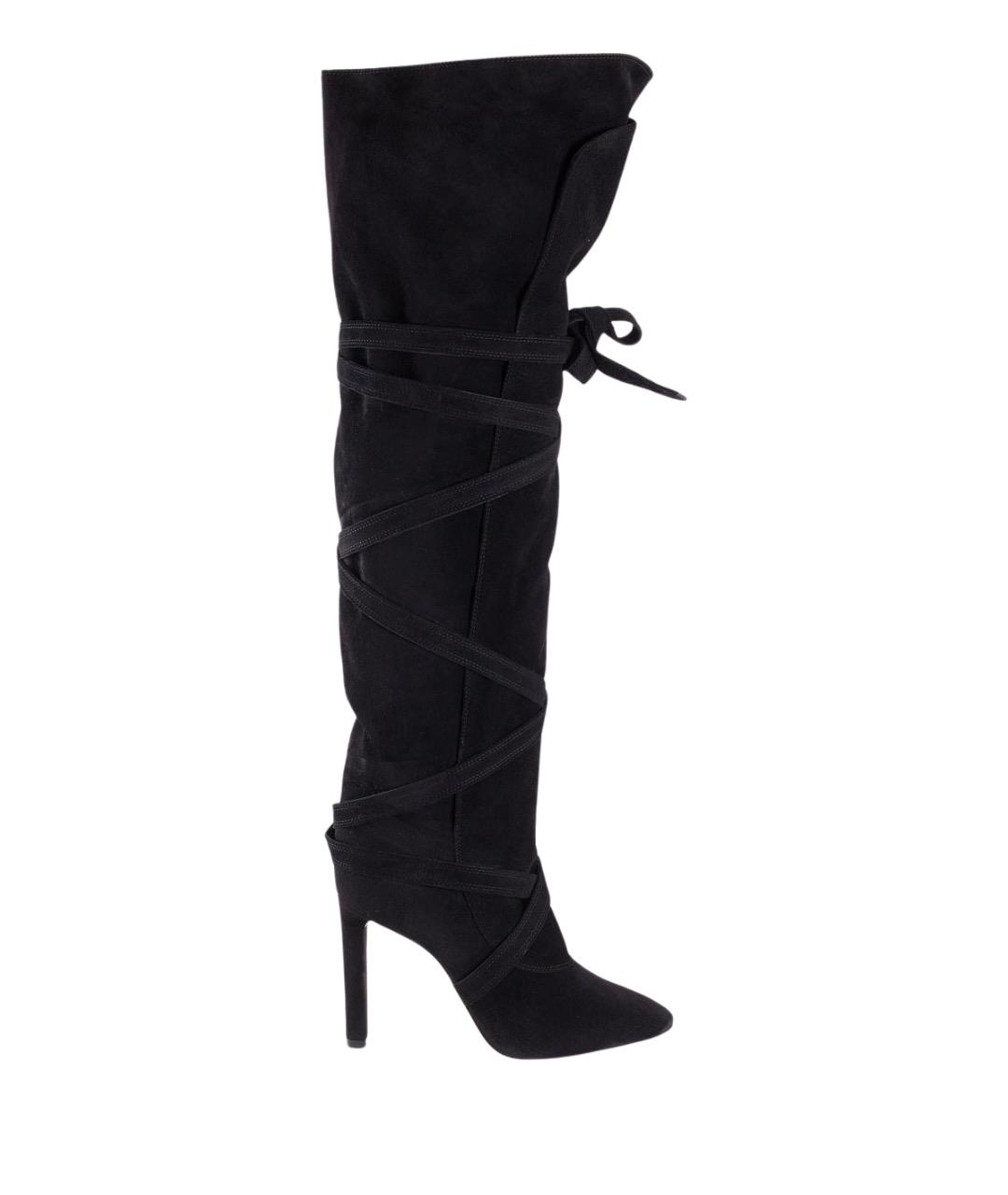 SAINT LAURENT Черные замшевые ботфорты, фото 1