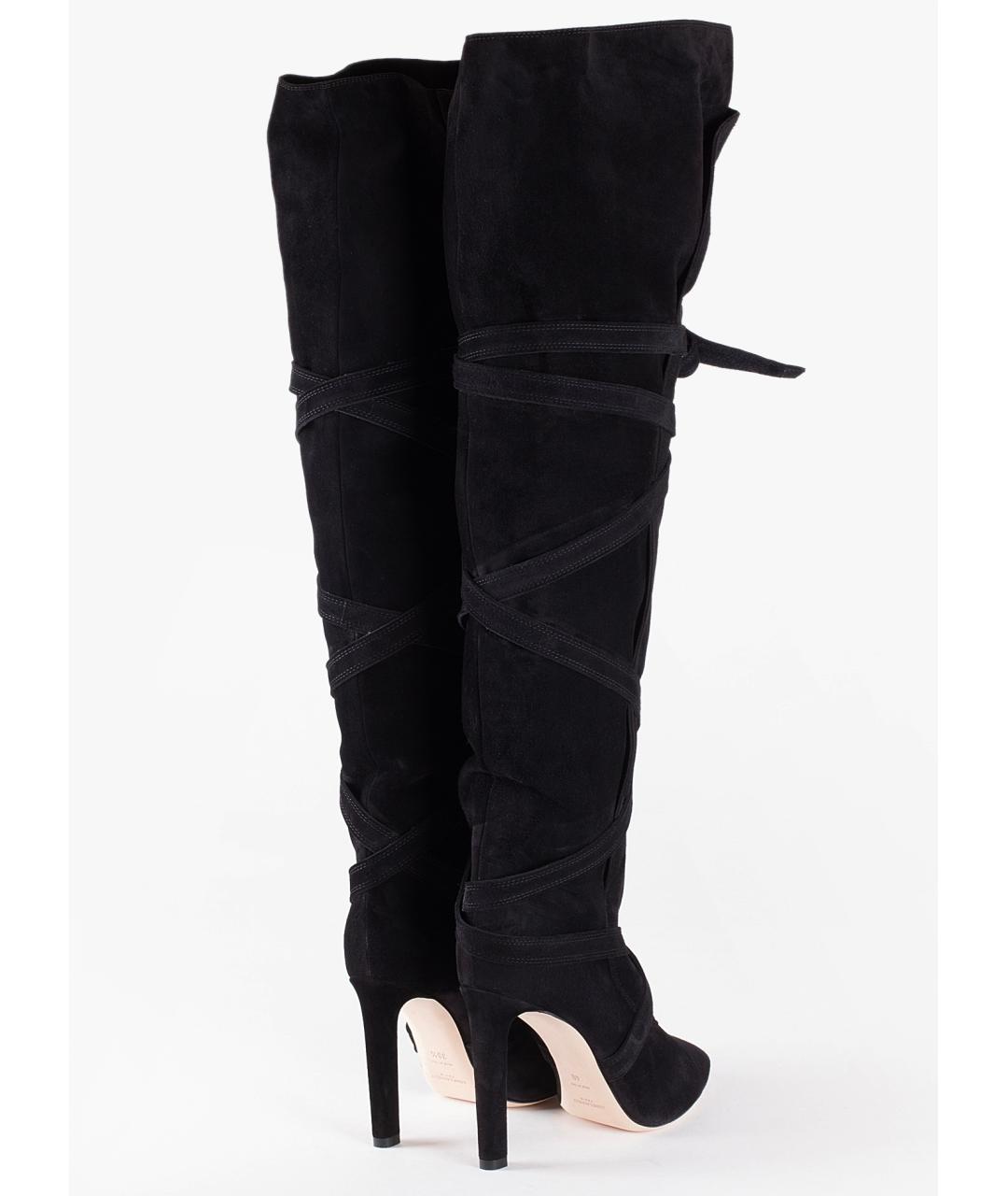 SAINT LAURENT Черные замшевые ботфорты, фото 4
