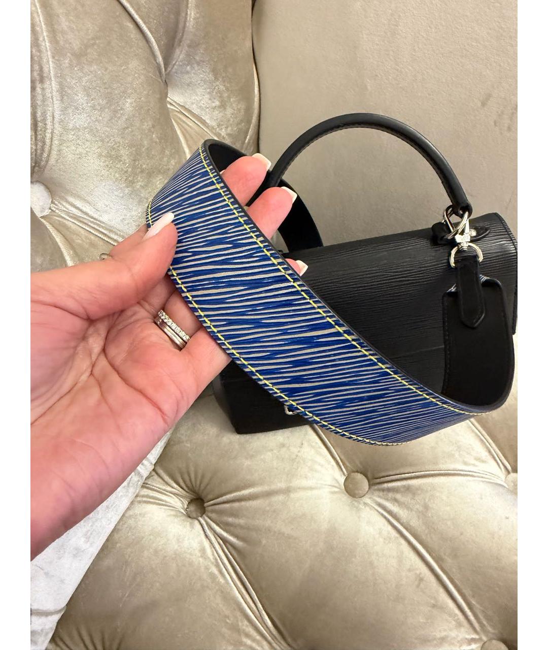 LOUIS VUITTON Черная кожаная сумка с короткими ручками, фото 8