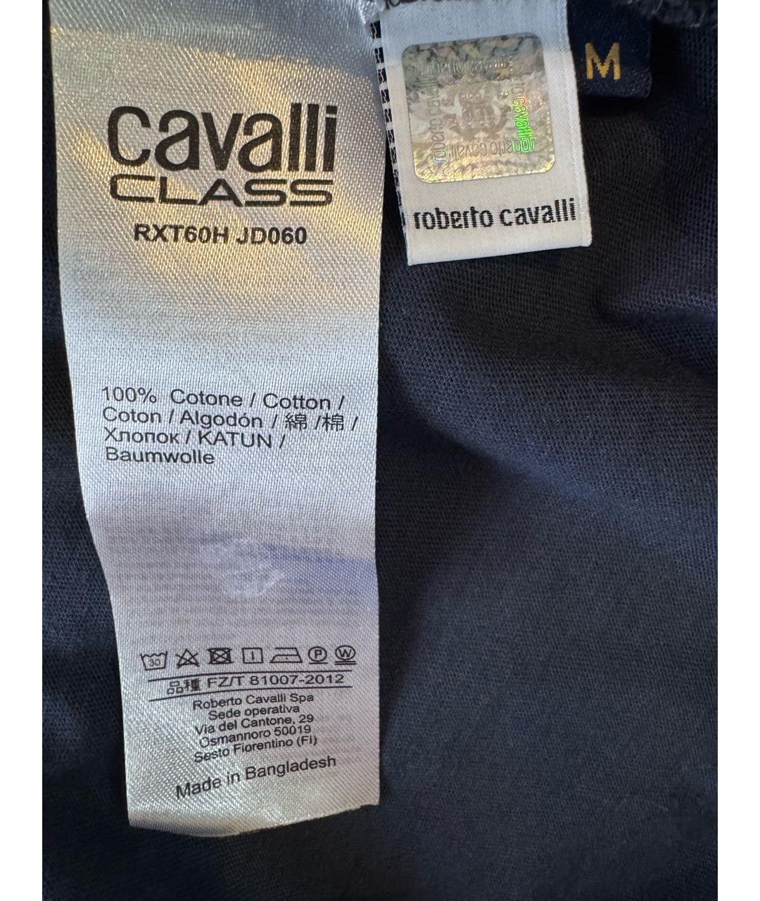 CAVALLI CLASS Темно-синяя хлопковая футболка, фото 5