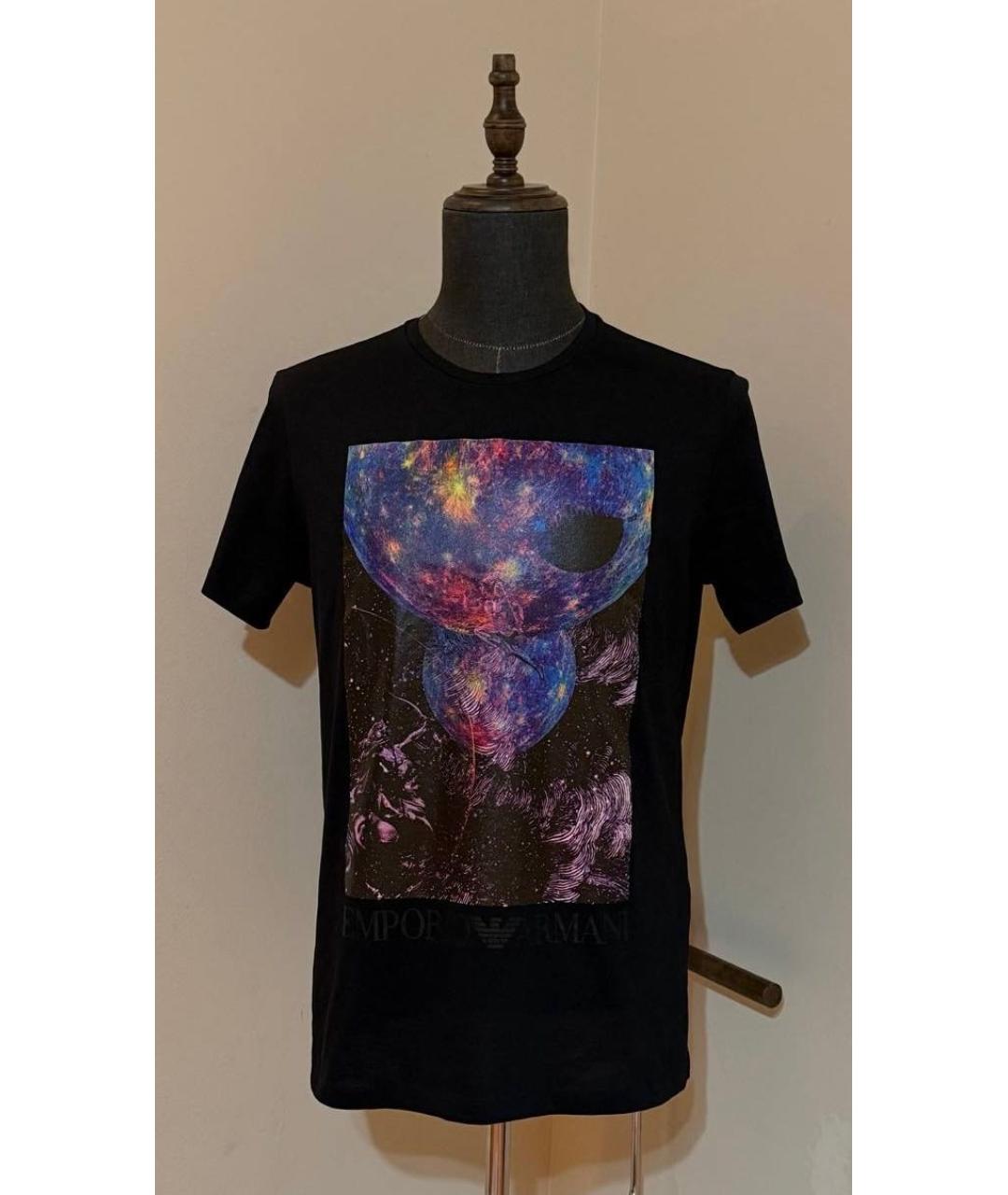 EMPORIO ARMANI Черная хлопковая футболка, фото 3