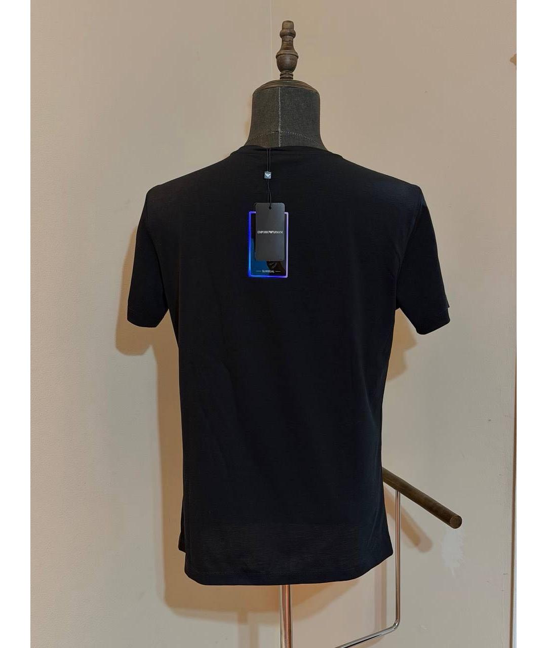 EMPORIO ARMANI Черная хлопковая футболка, фото 4