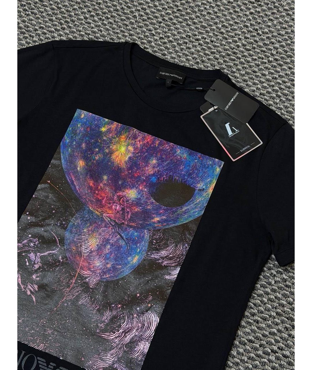 EMPORIO ARMANI Черная хлопковая футболка, фото 5