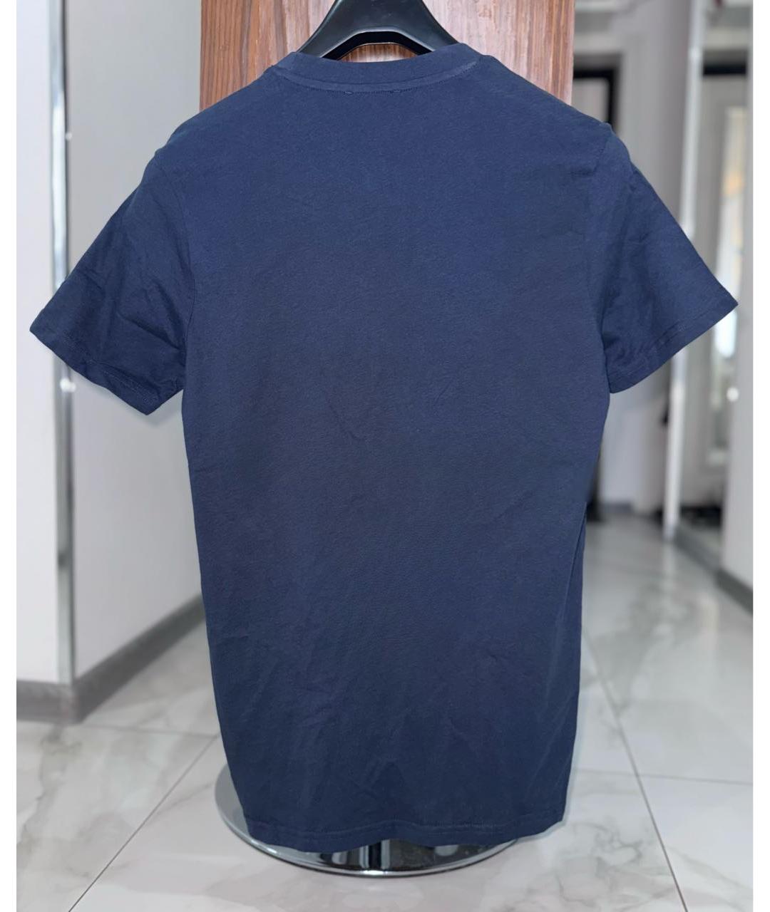 ROBERTO CAVALLI Темно-синяя хлопковая футболка, фото 4
