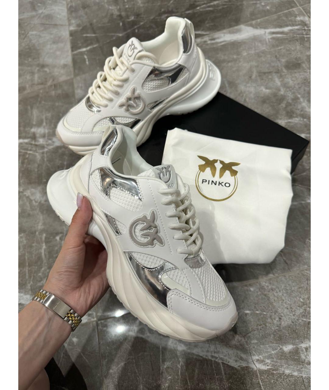 PINKO Белые кожаные кроссовки, фото 3