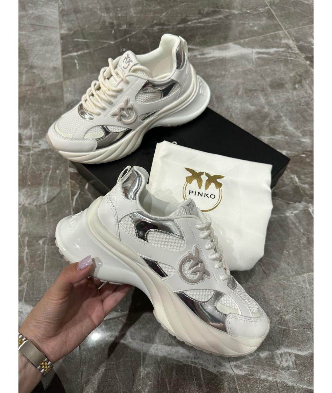 PINKO Белые кожаные кроссовки, фото 6