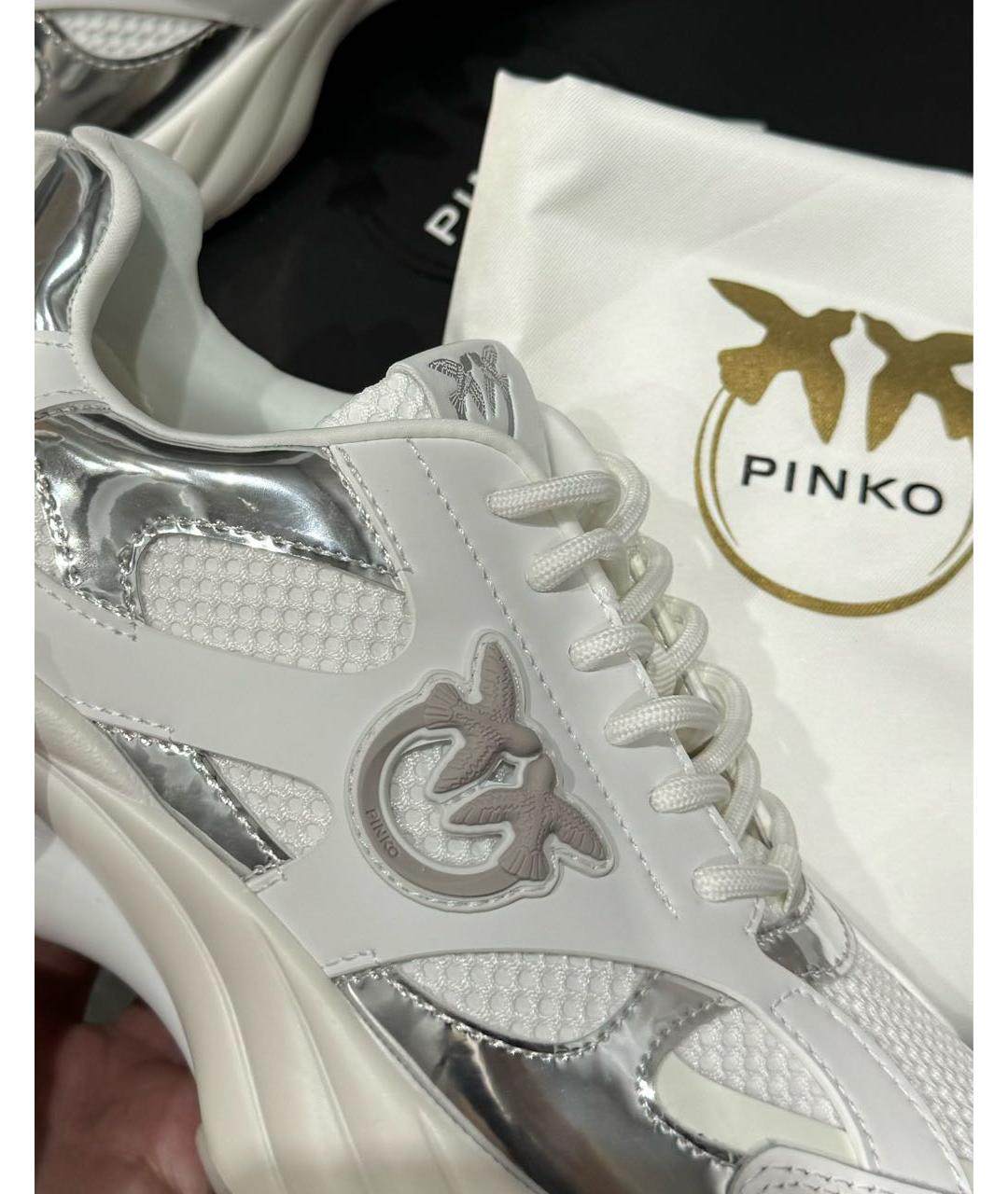 PINKO Белые кожаные кроссовки, фото 5