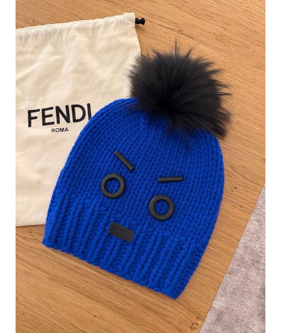 FENDI Синяя шерстяная шапка, фото 4