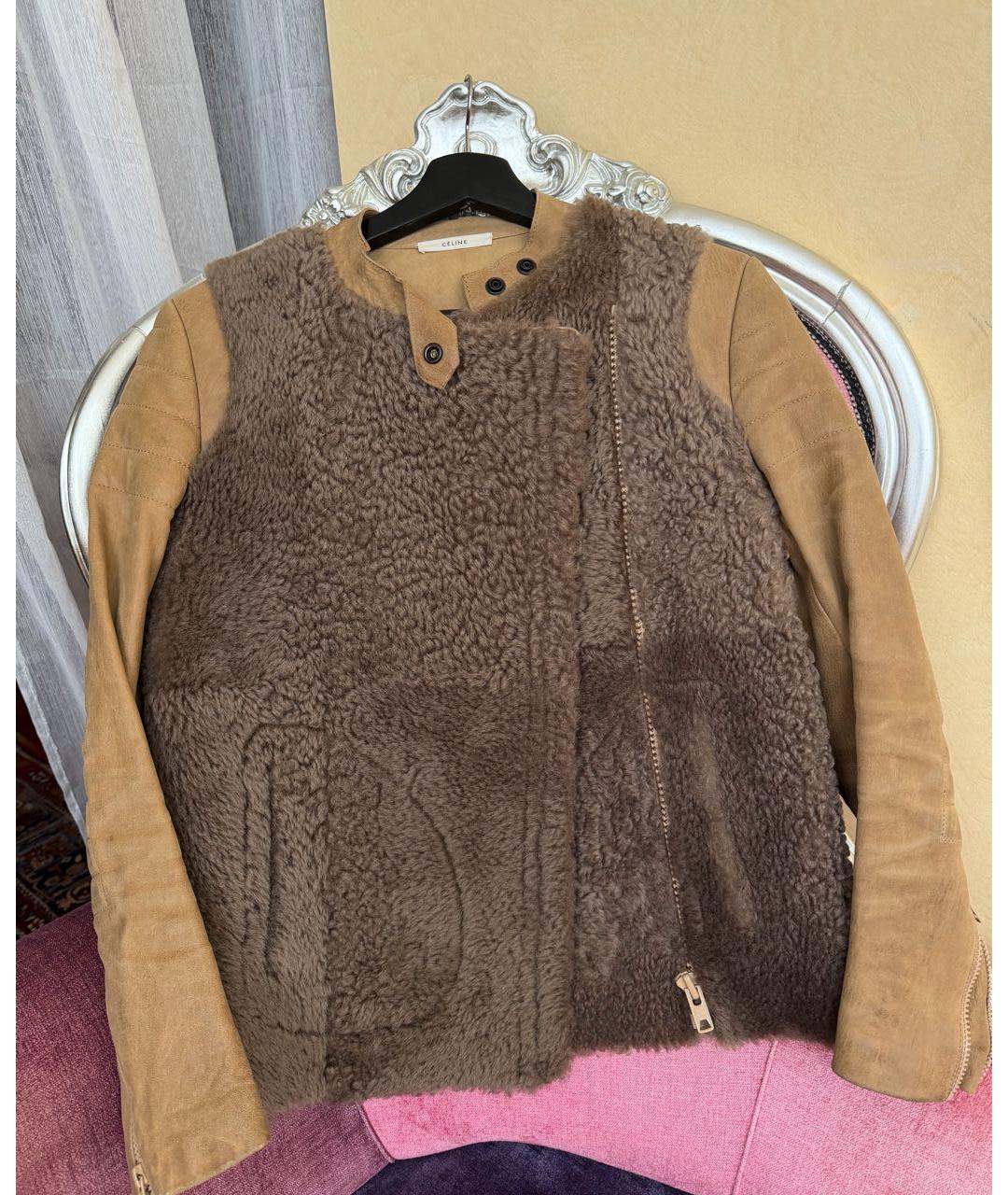 CELINE Коричневая кожаная дубленка, фото 8