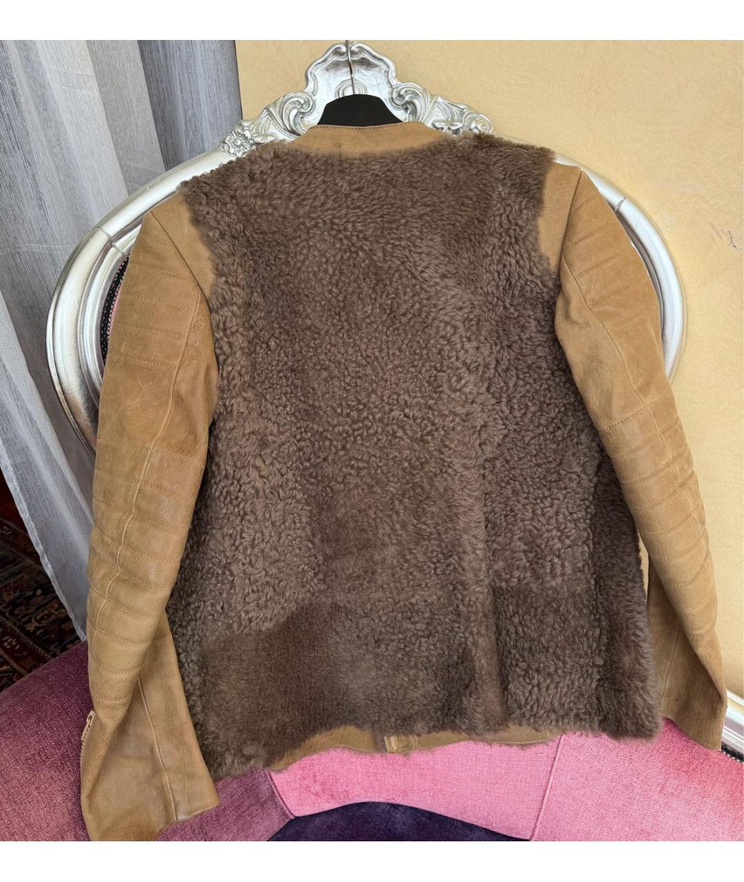 CELINE Коричневая кожаная дубленка, фото 2