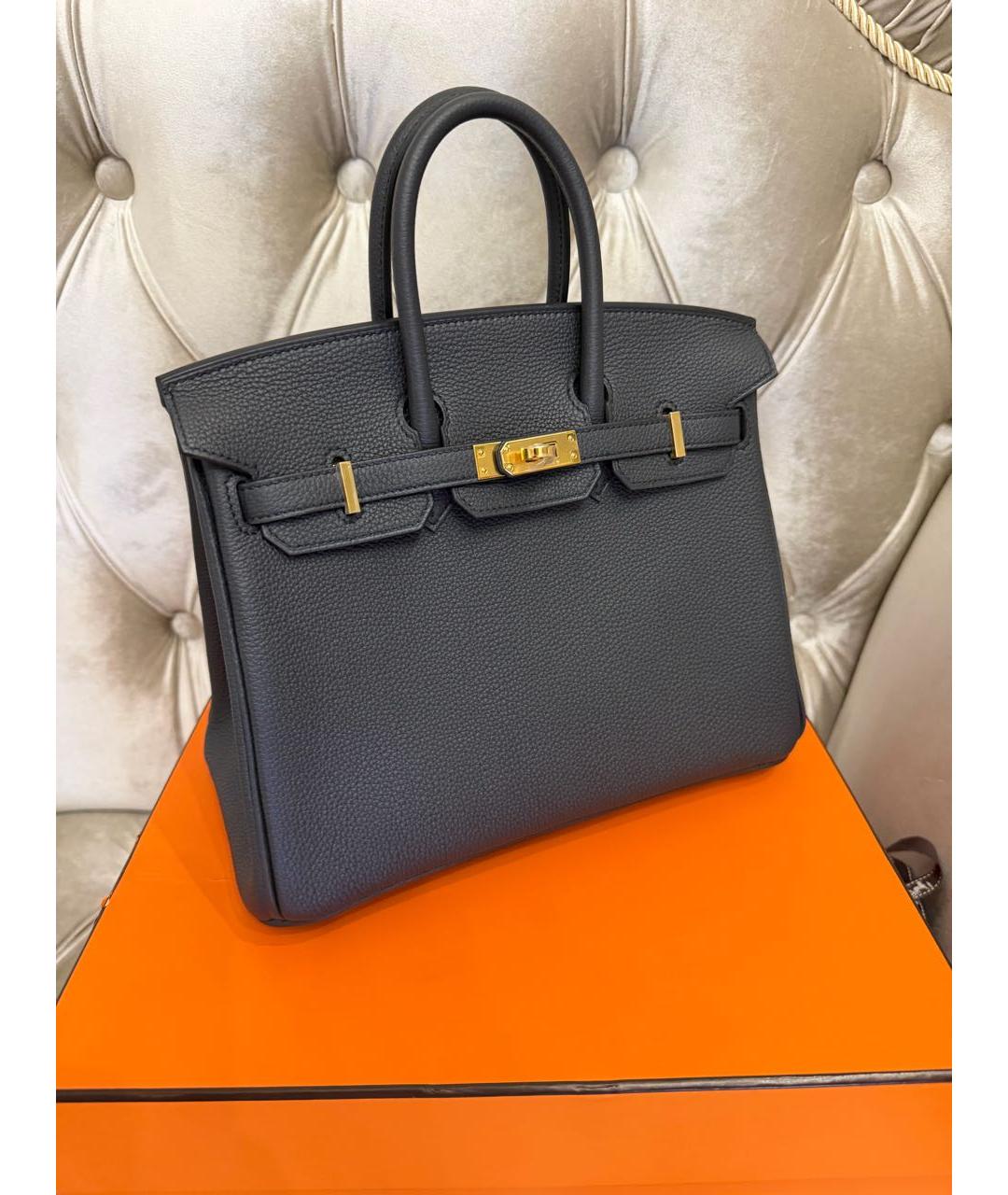 HERMES Черная кожаная сумка с короткими ручками, фото 2