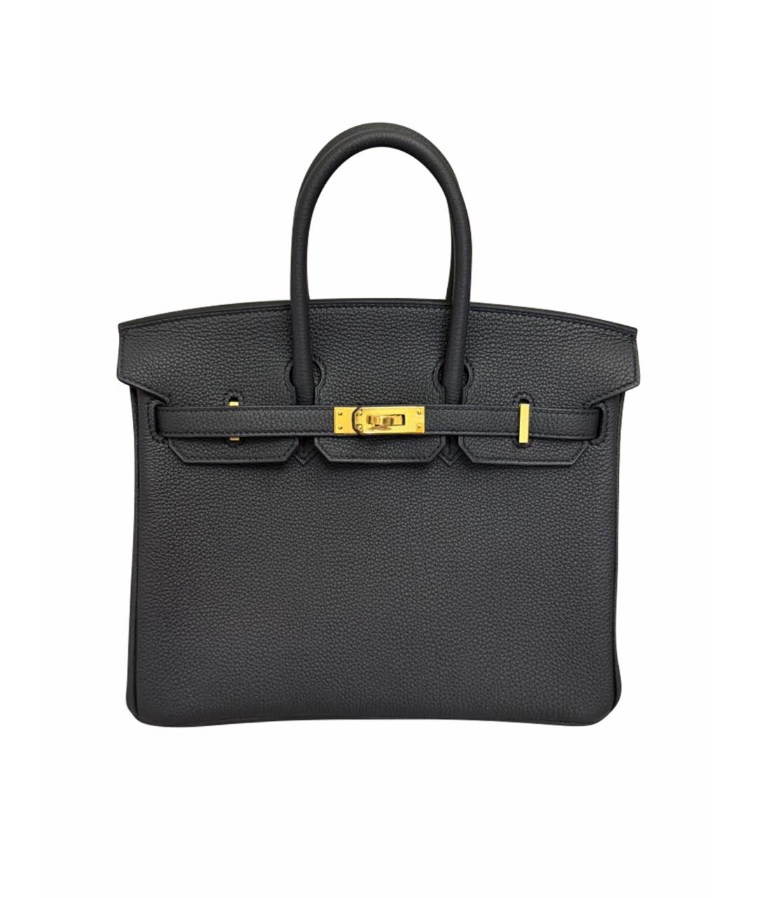 HERMES Черная кожаная сумка с короткими ручками, фото 1