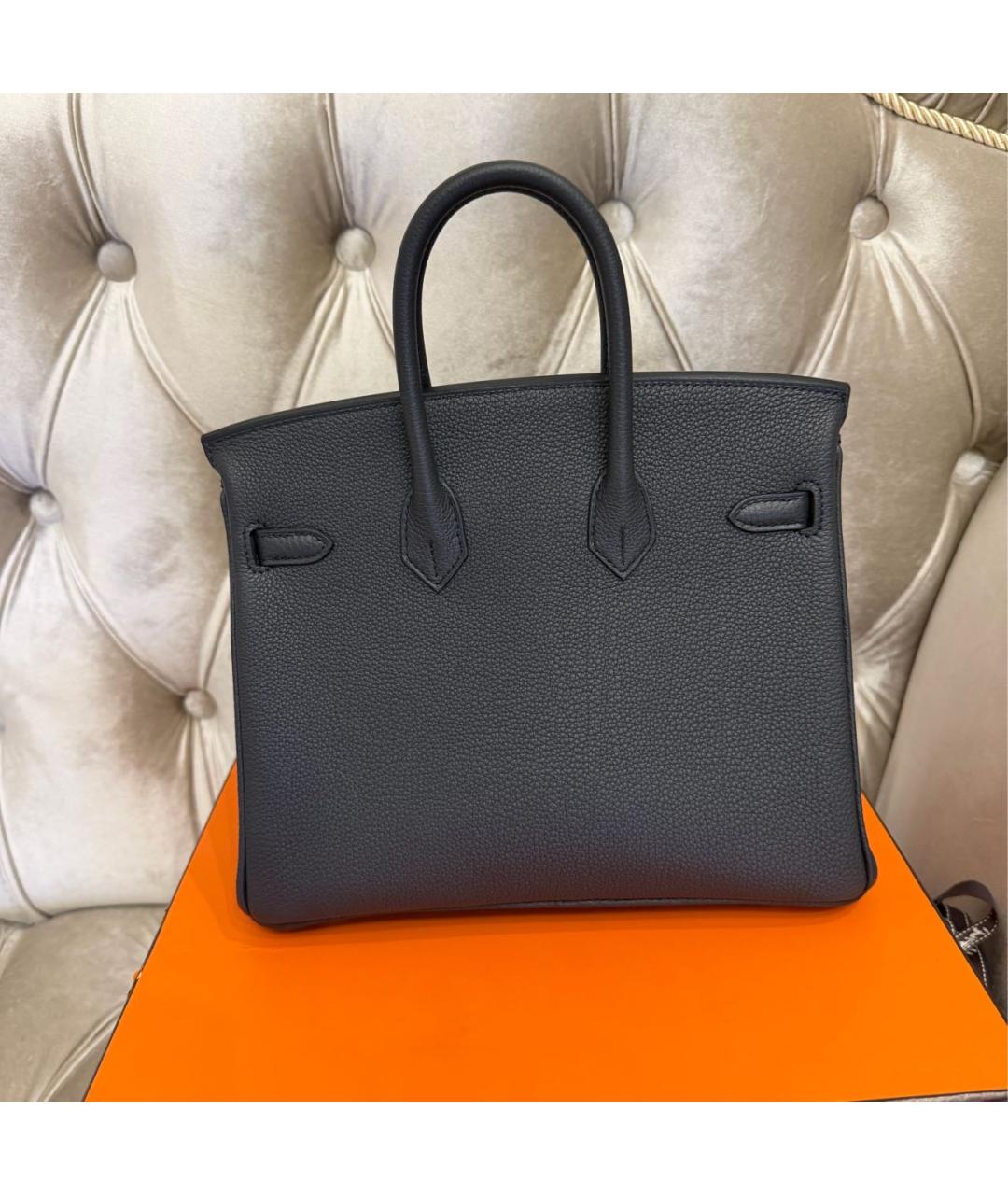 HERMES Черная кожаная сумка с короткими ручками, фото 3