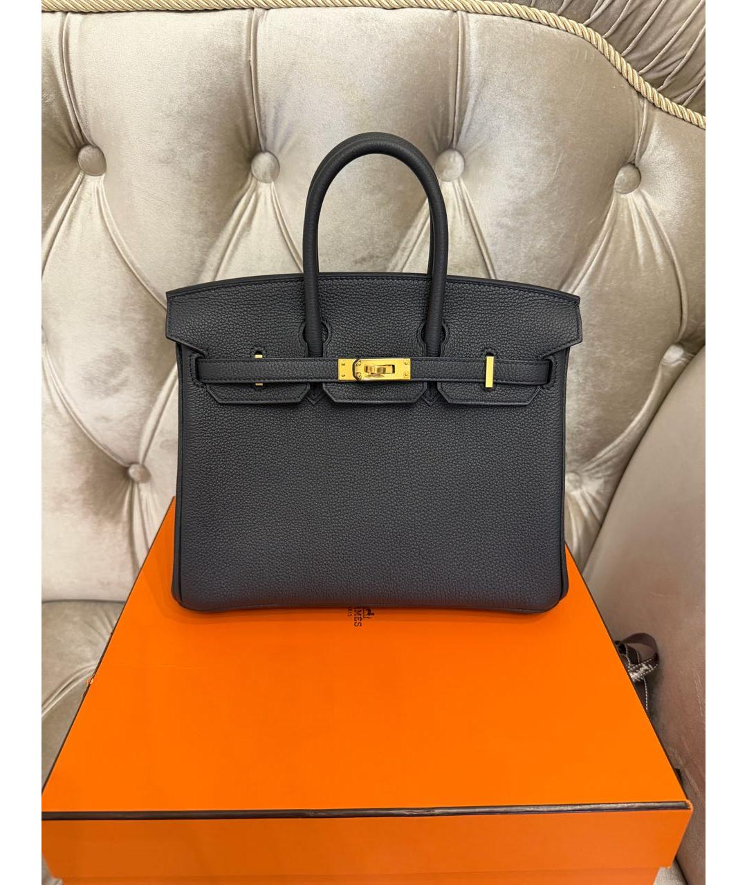 HERMES Черная кожаная сумка с короткими ручками, фото 8