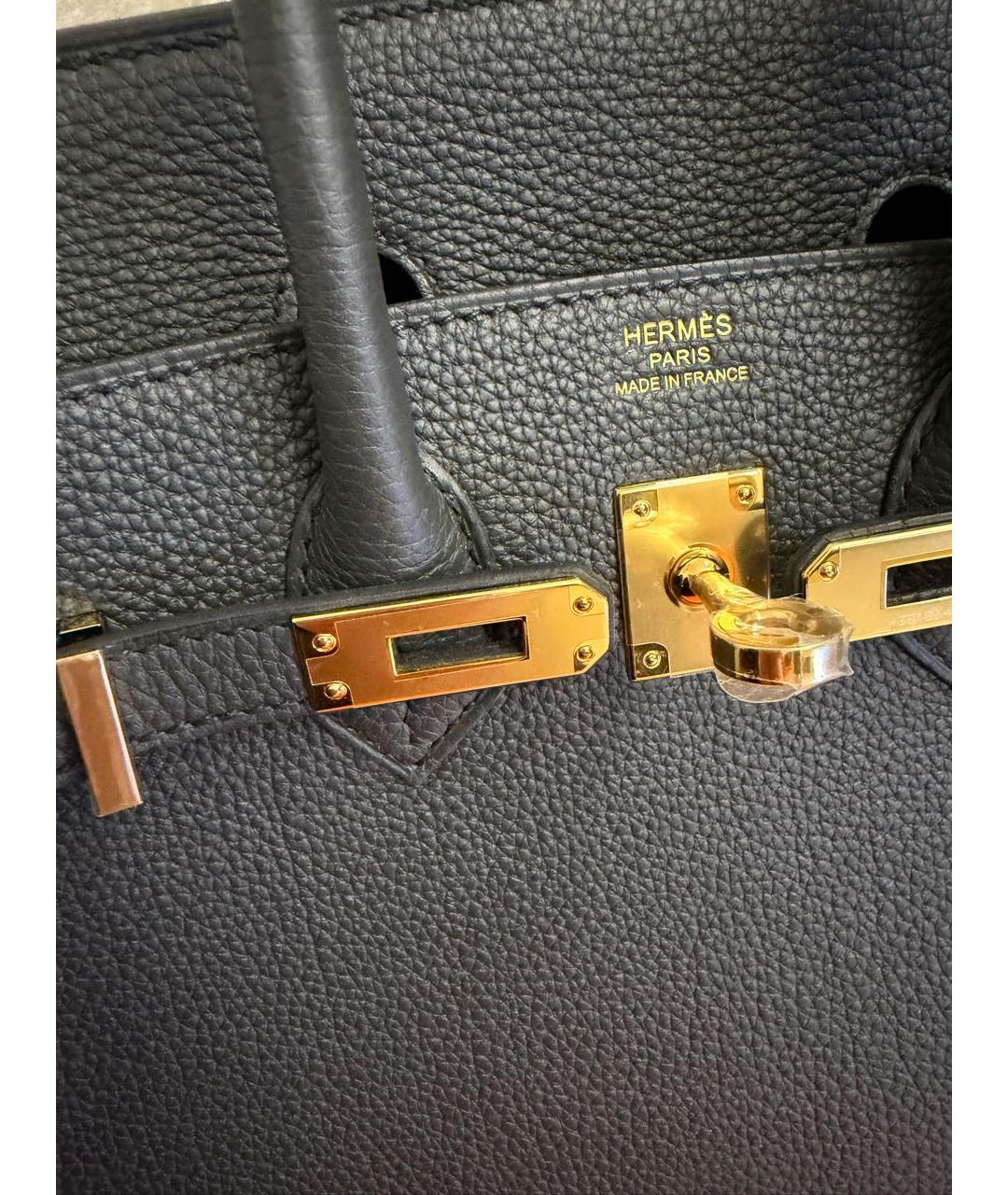 HERMES Черная кожаная сумка с короткими ручками, фото 7