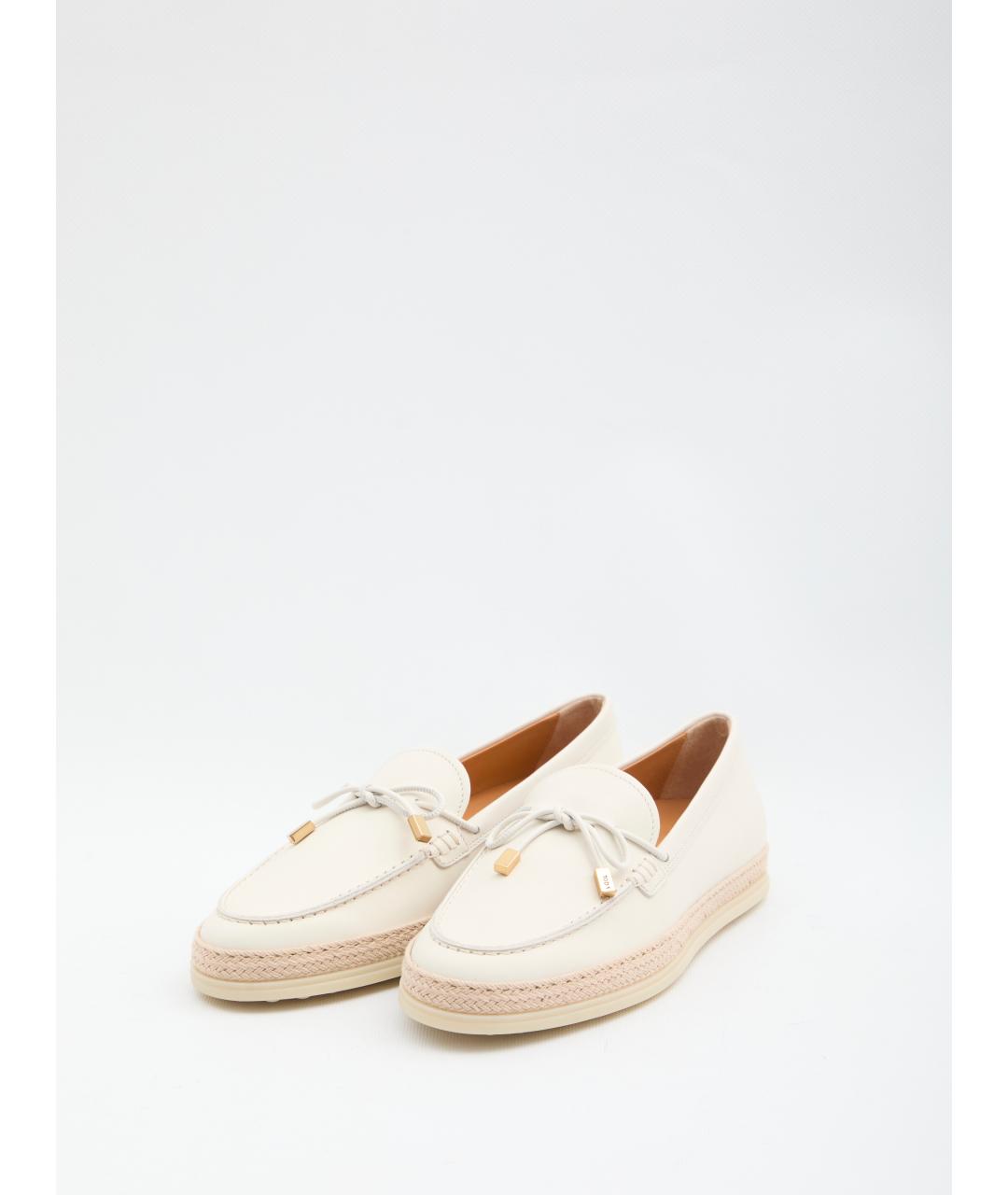 TOD'S Белые кожаные лоферы, фото 2