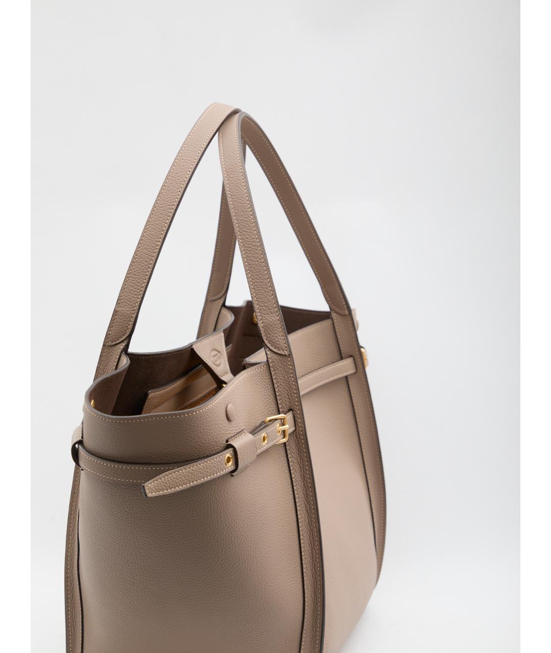 TOD'S Бежевая кожаная сумка тоут, фото 4