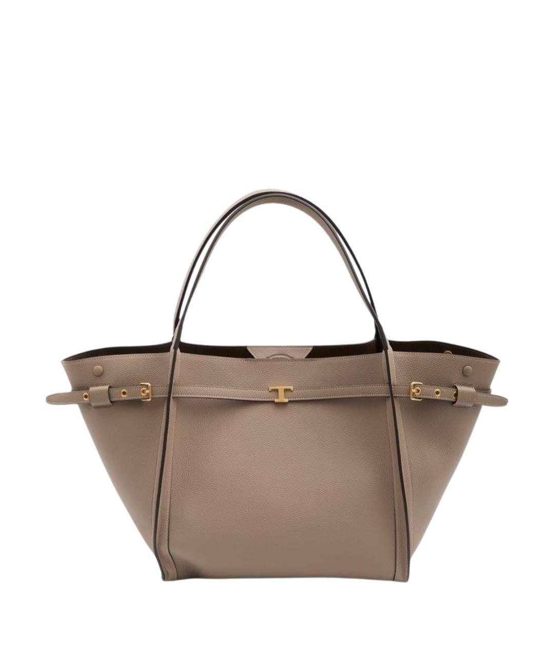 TOD'S Бежевая кожаная сумка тоут, фото 1