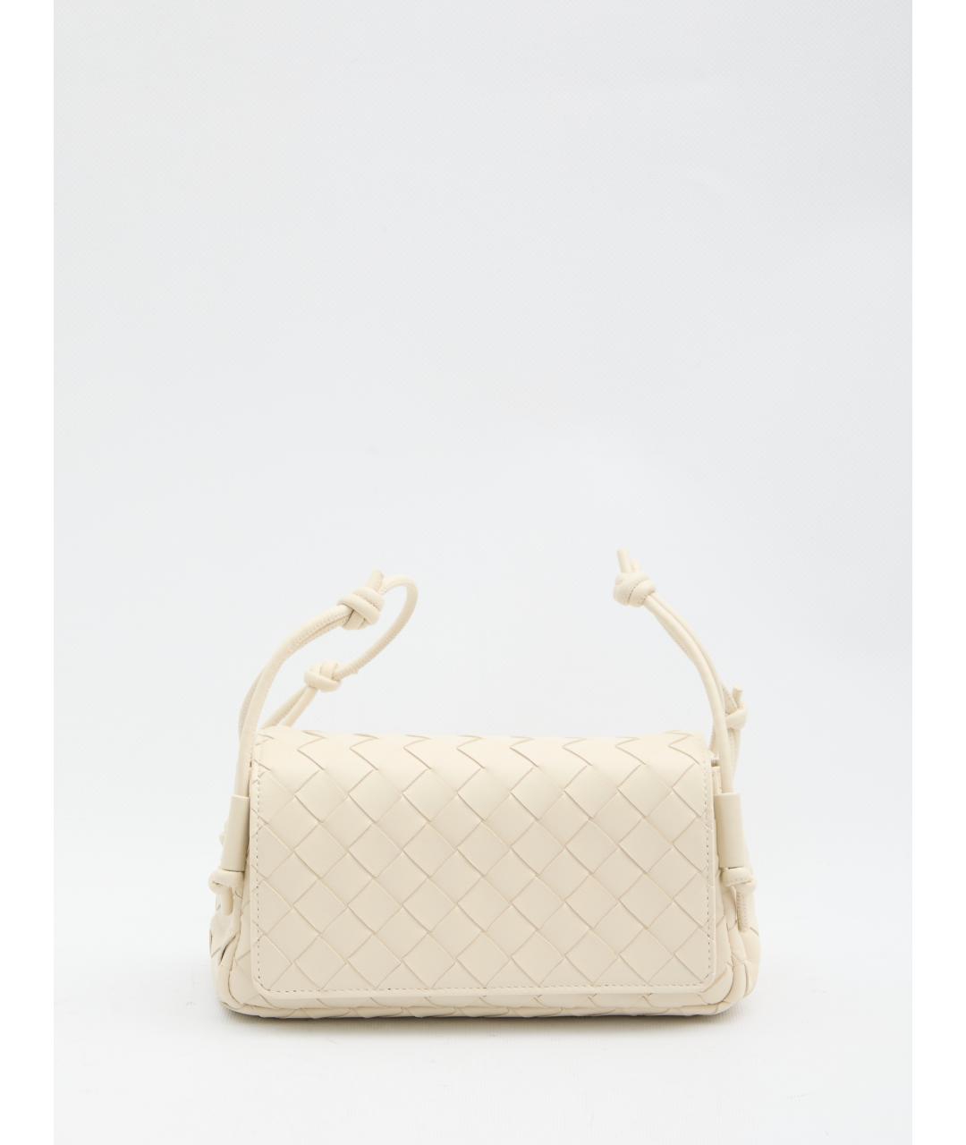 BOTTEGA VENETA Белая кожаная сумка через плечо, фото 5