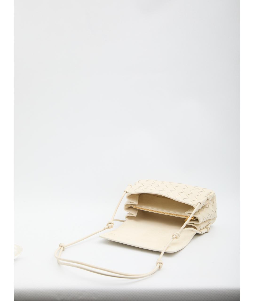 BOTTEGA VENETA Белая кожаная сумка через плечо, фото 4