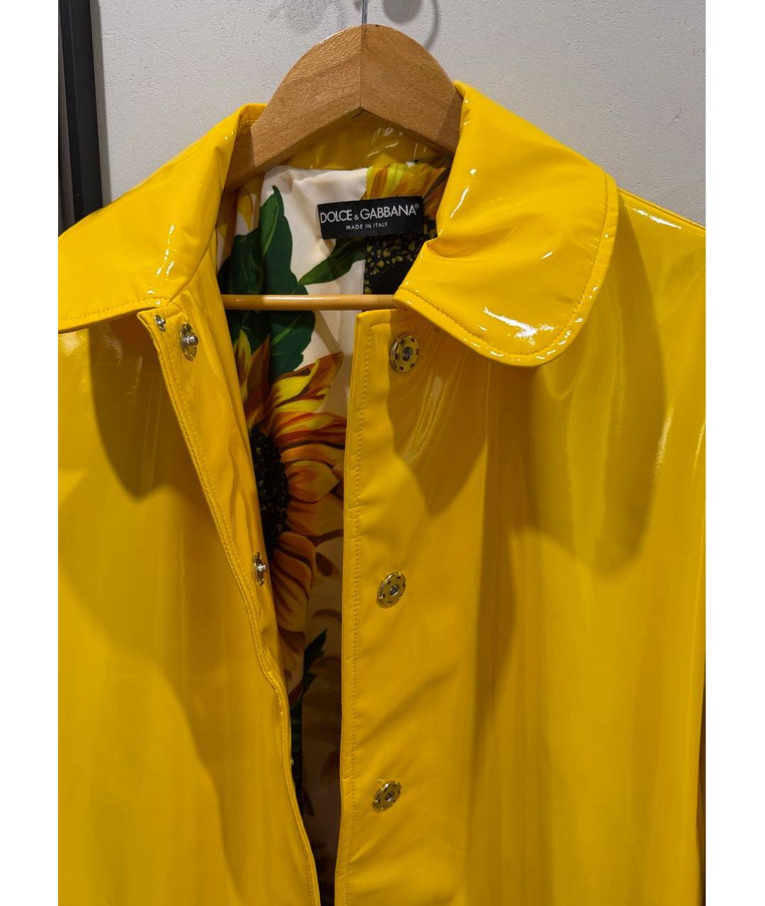DOLCE&GABBANA Желтый полиэстеровый тренч/плащ, фото 4