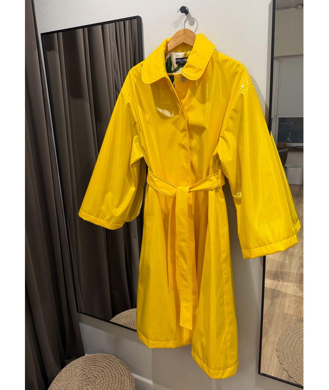 DOLCE&GABBANA Желтый полиэстеровый тренч/плащ, фото 8
