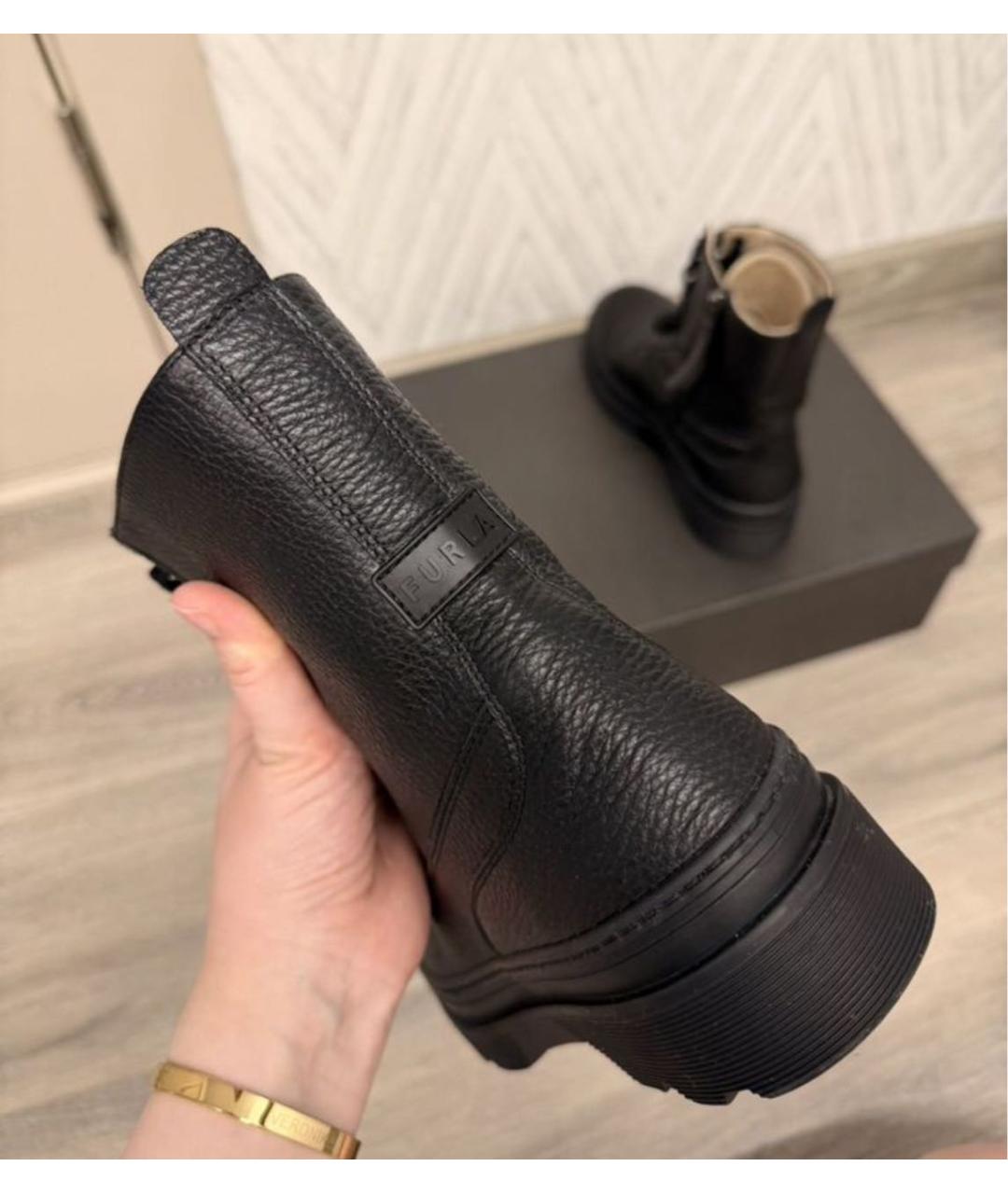 FURLA Черные кожаные ботинки, фото 6