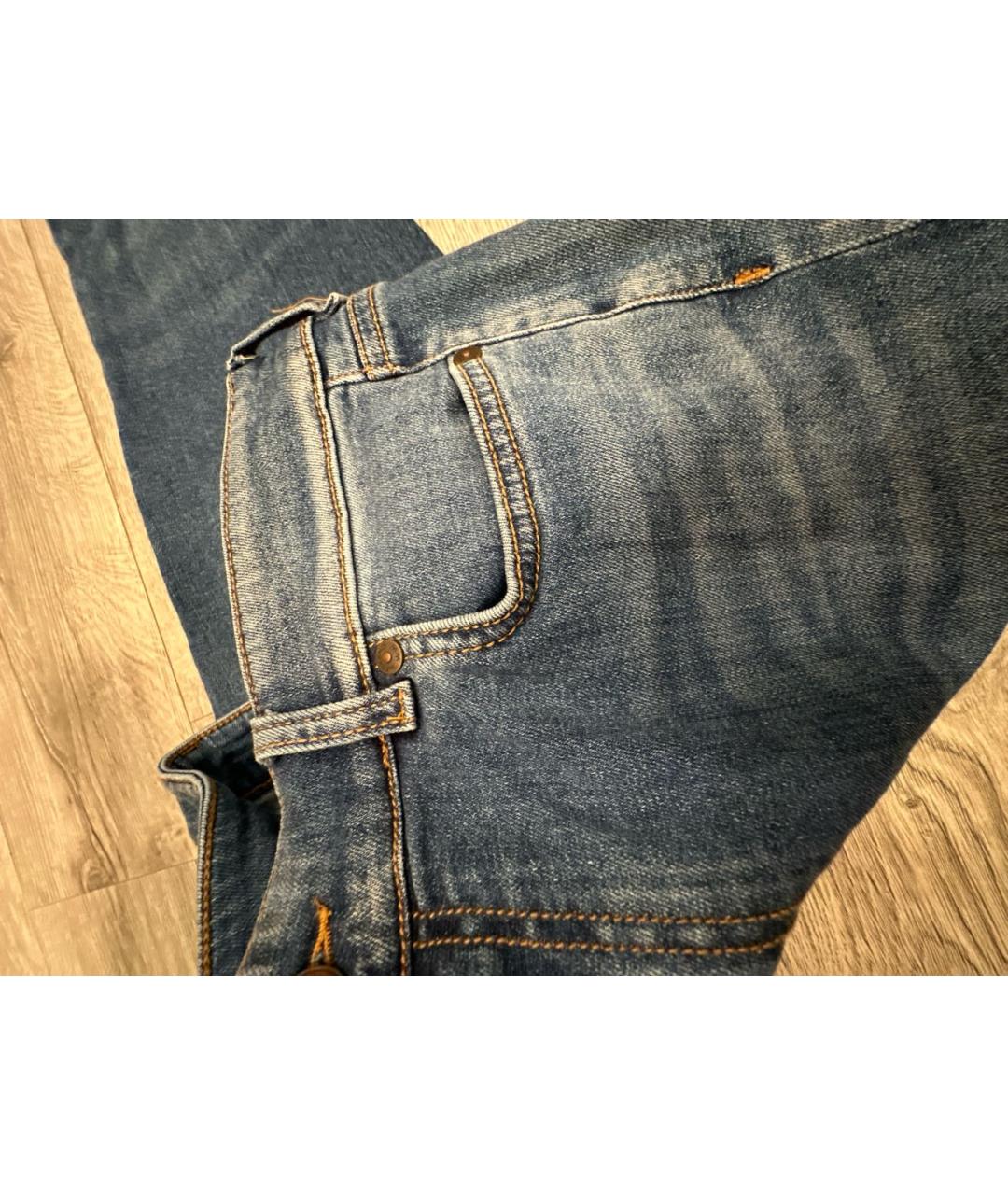 WEEKEND MAX MARA Синие хлопко-эластановые джинсы слим, фото 4