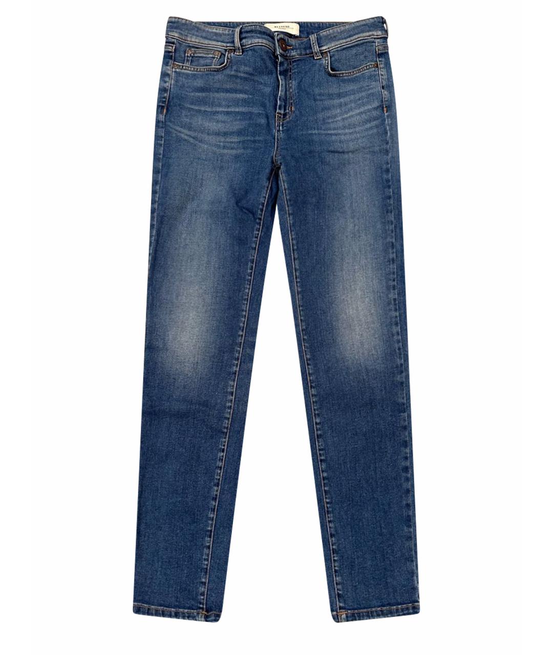 WEEKEND MAX MARA Синие хлопко-эластановые джинсы слим, фото 1