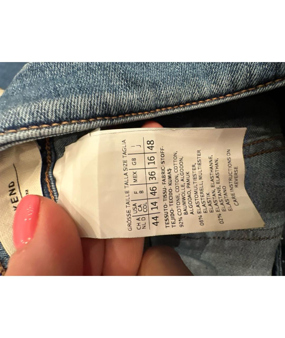 WEEKEND MAX MARA Синие хлопко-эластановые джинсы слим, фото 5